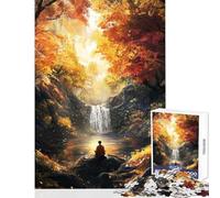 Rompecabezas de 1000 Piezas para Adultos Meditación otoñal Junto a una Cascada Juego práctico para Mejorar la Memoria y Combatir el estrés Juguete para la interacción Entre Padres e Hijos (50x75cm)