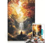 Rompecabezas de 1000 Piezas para Adultos: Meditación otoñal Junto a una Cascada Juguete Educativo para la interacción Entre Padres e Hijos Toda la Familia 50x75cm