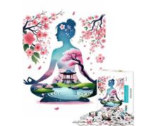 Rompecabezas de 1000 Piezas para Adultos Meditación Zen con Flores de Cerezo Ayuda a ejercitar el Cerebro y Mejora la Memoria Juego Educativo para Mayores de 14 años (38x52cm)