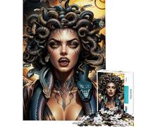 Rompecabezas de 1000 Piezas para Adultos Medusa Enojada Gorgona Rompecabezas para Adultos Juegos de relajación análisis y lógica dificultad y desafío (tamaño 38x26cm)