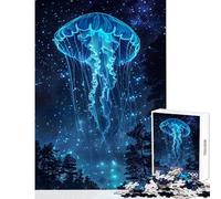 Rompecabezas de 1000 Piezas para Adultos: Medusas Brillantes en un Bosque Estrellado Juguete Educativo Regalo de cumpleaños Juego Imposible para Mejorar el Amor en Pareja Tamaño 38x26cm