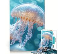 Rompecabezas de 1000 Piezas para Adultos Medusas de Agua Azul,Piezas de Corte Limpio,Actividad Cerebral Inteligente,diversión para Momentos de Calma,Regalo artístico de cumpleaños 38x52cm