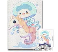 Rompecabezas de 1000 Piezas para Adultos, Medusas Montando caballitos de mar, Juguetes educativos para la Familia, Obra de Arte, Regalo, tamaño 38x26cm