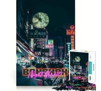 Rompecabezas de 1000 Piezas para Adultos,Mercado Nocturno de Bangkok,Bordes, Juego Cognitivo,Regalo,Juego de Ocio,Actividad de Cumpleaños (38x26cm)