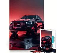 Rompecabezas de 1000 Piezas para Adultos Mercedes-AMG Negro sobre Superficie Reflectante Diseño de Corte preciso Diversión,Juego de lógica,Tiempo de Ocio,Arte con Escena navideña 50x75cm