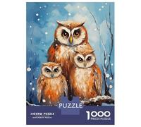 Rompecabezas De 1000 Piezas para Adultos Merry Xmas Owl Family Rompecabezas para Adultos Juego Familiar Regalos para Mujeres Regalos para Amigos Y Familiares 52x38cm/1000pcs
