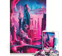 Rompecabezas de 1000 Piezas para Adultos Metrópolis Galáctica Neón Juguetes antiestrés desafío exigente colección de Artistas Bellas Artes 38x26cm