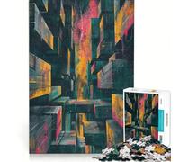 Rompecabezas de 1000 Piezas para Adultos Metrópolis Neón Juegos Familiares Divertido para Reducir el estrés Regalo de cumpleaños 38x26cm