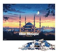 Rompecabezas de 1000 Piezas para Adultos: Mezquita Azul de Estambul de Noche. Rompecabezas de Madera para Adultos, decoración del hogar, 1000 Piezas (75 x 50 cm).