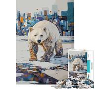 Rompecabezas de 1000 Piezas para Adultos Mi hábitat Oso Polar en Paisaje Urbano Juego de ingenio Juguetes adictivos para Cultivar la Paciencia Regalo Divertido para Mujeres (tamaño 38x26cm)
