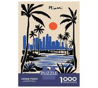 Rompecabezas De 1000 Piezas para Adultos Miami Cityscape with Palm Trees Rompecabezas para Adultos Juegos Familiares Pero Regalos Divertidos Y Humorísticos para Amigos Y Familiares 70x50cm/1000pcs