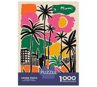 Rompecabezas De 1000 Piezas para Adultos Miami Palm Trees Colorful Art Rompecabezas para Adultos Juguetes DIY Regalos para Mujeres Regalos para Amigos Y Familiares 70x50cm/1000pcs