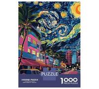 Rompecabezas De 1000 Piezas para Adultos Miami USA Starry Night Art Rompecabezas para Adultos Juegos Relajantes Pero Divertidos Y Humorísticos Desafiante De Completar 52x38cm/1000pcs