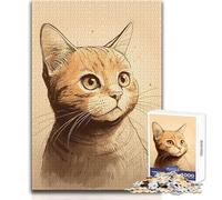 Rompecabezas de 1000 Piezas para Adultos, Mirada de Gato, Ideal para Momentos de Tranquilidad y Ocio, Juguete de precisión Troquelado de Primera Calidad, tamaño 38x52cm