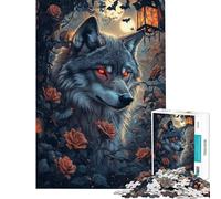 Rompecabezas de 1000 Piezas para Adultos Mirada de Lobo a la luz de la Luna Juguetes adictivos para Cultivar la Paciencia Juego Educativo Regalos de cumpleaños (tamaño 38x52cm)