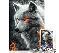 Rompecabezas de 1000 Piezas para Adultos Mirada de Lobo llameante - Juegos educativos para la diversión Familiar Juguete Decorativo para la Pared Que fomenta el Amor Entre Parejas (38x52cm)