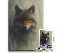Rompecabezas de 1000 Piezas para Adultos, Mirada de un Lobo místico, Relajante, Divertido y de Primera Calidad, Corte preciso, Juguete de 38x26cm