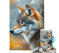 Rompecabezas de 1000 Piezas para Adultos Mirada del Lobo bajo la Lluvia Juegos educativos Juguetes didácticos Excelentes Regalos y Juguetes Difícil (tamaño 50x75cm)