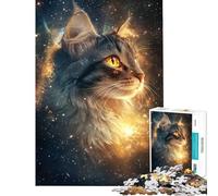 Rompecabezas de 1000 Piezas para Adultos Mirada Felina Galáctica Rompecabezas para Adultos Juego de ingenio decoración para el hogar Juego desafiante Regalo (tamaño 50x75cm)