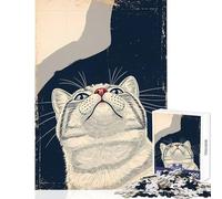 Rompecabezas de 1000 Piezas para Adultos Mirada hacia Arriba: la Perspectiva de un Gato Juguetes antiestrés Gran Regalo Juegos educativos Colección de Artistas Bellas Artes Tamaño 50x75cm