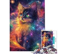 Rompecabezas de 1000 Piezas para Adultos Misterio Felino Galáctico Rompecabezas para Adolescentes Vacaciones en casa Matar el Tiempo Lista de Deseos con Papá Noel cumpleaños 38x26cm