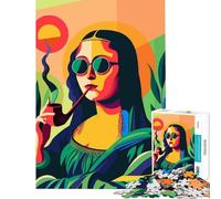 Rompecabezas de 1000 Piezas para Adultos Mona Lisa fumando en Pipa Juego de ingenio Juguetes educativos Regalo de cumpleaños análisis y lógica (tamaño 38x26cm)