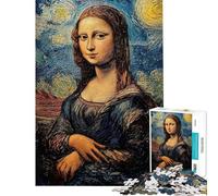 Rompecabezas de 1000 Piezas para Adultos Mona Lisa Noche Estrellada Rompecabezas para Adolescentes Mejora la Memoria Desafío Educativo Juego de desafío único 38x26cm