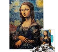 Rompecabezas de 1000 Piezas para Adultos Mona Lisa y La Noche Estrellada Rompecabezas para Adolescentes Patrón de Montaje Interacción Entre Padres e Hijos Regalo de cumpleaños 50x75cm