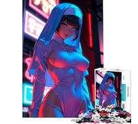 Rompecabezas de 1000 Piezas para Adultos Monja Cyberpunk Juego Imposible Juguete Educativo Divertido Regalo para Mejorar la Memoria (tamaño 38x52cm)
