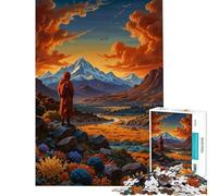 Rompecabezas de 1000 Piezas para Adultos Monje contemplando Las montañas Juego Familiar adictivo para Cultivar la Paciencia Regalos para Hombres y Mujeres Mejora la Memoria (Tamaño 75x50cm)