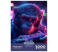 Rompecabezas De 1000 Piezas para Adultos Monkey Gamer with Headset and Controller Rompecabezas para Adultos Juego Familiar Decoración De Pared Gran Regalo para Jugar 52x38cm/1000pcs