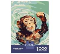 Rompecabezas De 1000 Piezas para Adultos Monkey Swimming in Water Digital Art Rompecabezas para Adultos Juego De Ingenio Desafío Educativo Difícil 70x50cm/1000pcs