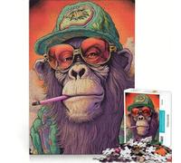 Rompecabezas de 1000 Piezas para Adultos Mono Marihuana Juegos Educativos Difíciles y Retos Juego de Reto Único 38x52cm