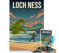 Rompecabezas de 1000 Piezas para Adultos Monstruo del Lago Ness,Criptozoo,Póster de Viaje,Corte, Juego para concentrarse,Regalo Ideal para Jugar tranquilamente,Regalo para Aficionados