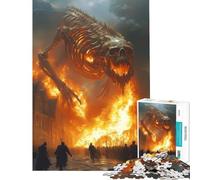 Rompecabezas de 1000 Piezas para Adultos Monstruo Esqueleto ardiente sobre una Ciudad en Llamas Juguete Intelectual para Juegos educativos Carrera de Velocidad Manual Regalos para Mujeres y Hombres