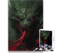 Rompecabezas de 1000 Piezas para Adultos, Monstruo Verde con Ojos Rojos, Ideal para Momentos de Tranquilidad y Ocio, Juguete de precisión Troquelado de Primera Calidad, tamaño 38x52cm