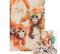 Rompecabezas de 1000 Piezas para Adultos Monstruos capuchinos asiáticos Que ayudan a ejercitar el Cerebro y alivian el estrés Juego Familiar para Mayores de 14 años 38x52cm
