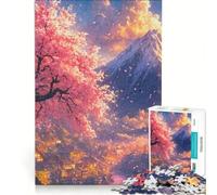 Rompecabezas de 1000 Piezas para Adultos: Montaña de cerezos en Flor, Juego Educativo, desafío difícil, fortalece el Amor Entre Parejas 38x52cm
