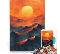 Rompecabezas de 1000 Piezas para Adultos: Montañas al Atardecer en Tonos Naranjas monocromáticos Juegos Divertidos para la interacción Entre Padres e Hijos Cada Pieza es única 38x26cm