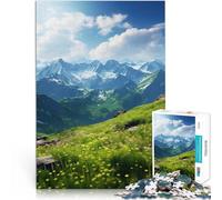 Rompecabezas de 1000 Piezas para Adultos Montañas de Primavera - Cumbre Cubierta de Flores Acertijo para Buen Regalo 52x38cm