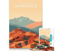 Rompecabezas de 1000 Piezas para Adultos Montañas del Atlas,Marruecos Juego de Bordes limpios Diversión cognitiva Juego Lento Divertido Regalo Festivo para el Tiempo Libre (38x26cm)