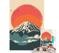 Rompecabezas de 1000 Piezas para Adultos Monte Fuji al Amanecer Estilo Vintage desafiante Juguetes Juegos educativos Carrera de Velocidad Manual Regalo para cumpleaños (tamaño 38x52cm)
