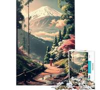 Rompecabezas de 1000 Piezas para Adultos Monte Fuji Estilo Vintage Ayuda a ejercitar el Cerebro decoración para el hogar Juego práctico para Mayores de 14 años (50x75cm)