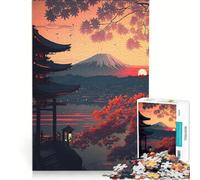 Rompecabezas de 1000 Piezas para Adultos: Monte Fuji japonés al Atardecer, decoración de Pared, Juguete para la interacción Entre Padres e Hijos, cumpleaños 38x26cm