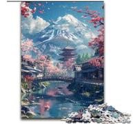 Rompecabezas de 1000 Piezas para Adultos: Monte Fuji y cerezos en Flor. Rompecabezas de 1000 Piezas para Adultos. Un desafío para Adolescentes, Ideal para una Noche de Juegos en Familia (50x75cm).