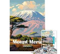 Rompecabezas de 1000 Piezas para Adultos Monte Meru Tanzania Actividades Divertidas en casa Juego antiestrés y de ingenio para Mayores de 14 años (38x26cm)