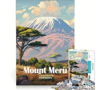 Rompecabezas de 1000 Piezas para Adultos Monte Meru, Tanzania Juego Familiar, para Relajarse intelectualmente Colección de Artistas Bellas Artes 38x52cm