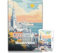 Rompecabezas de 1000 Piezas para Adultos Montevideo Uruguay Póster de Viaje Hermoso diseño Juego Difícil Desafío Gran Regalo Tamaño 38x52cm
