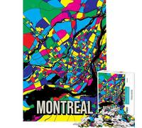 Rompecabezas de 1000 Piezas para Adultos Montreal Canadá Arte Pop Mapa de la Ciudad Juguete de Arte de Viaje Juego Intelectual Juego práctico patrón de Montaje Regalos de cumpleaños (tamaño 38x26cm)