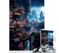 Rompecabezas de 1000 Piezas para Adultos Moonlit Sakura Retreat Juguete Decoración de Pared Gran Regalo para Juegos Juego Imposible Interacción Entre Padres e Hijos tamaño 50x75cm